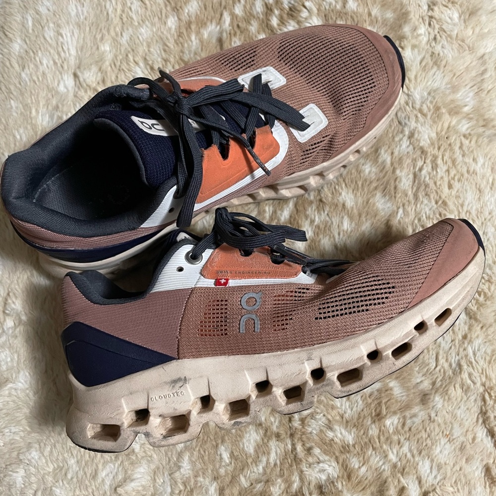 On Running Sneakers in Brown and Orange